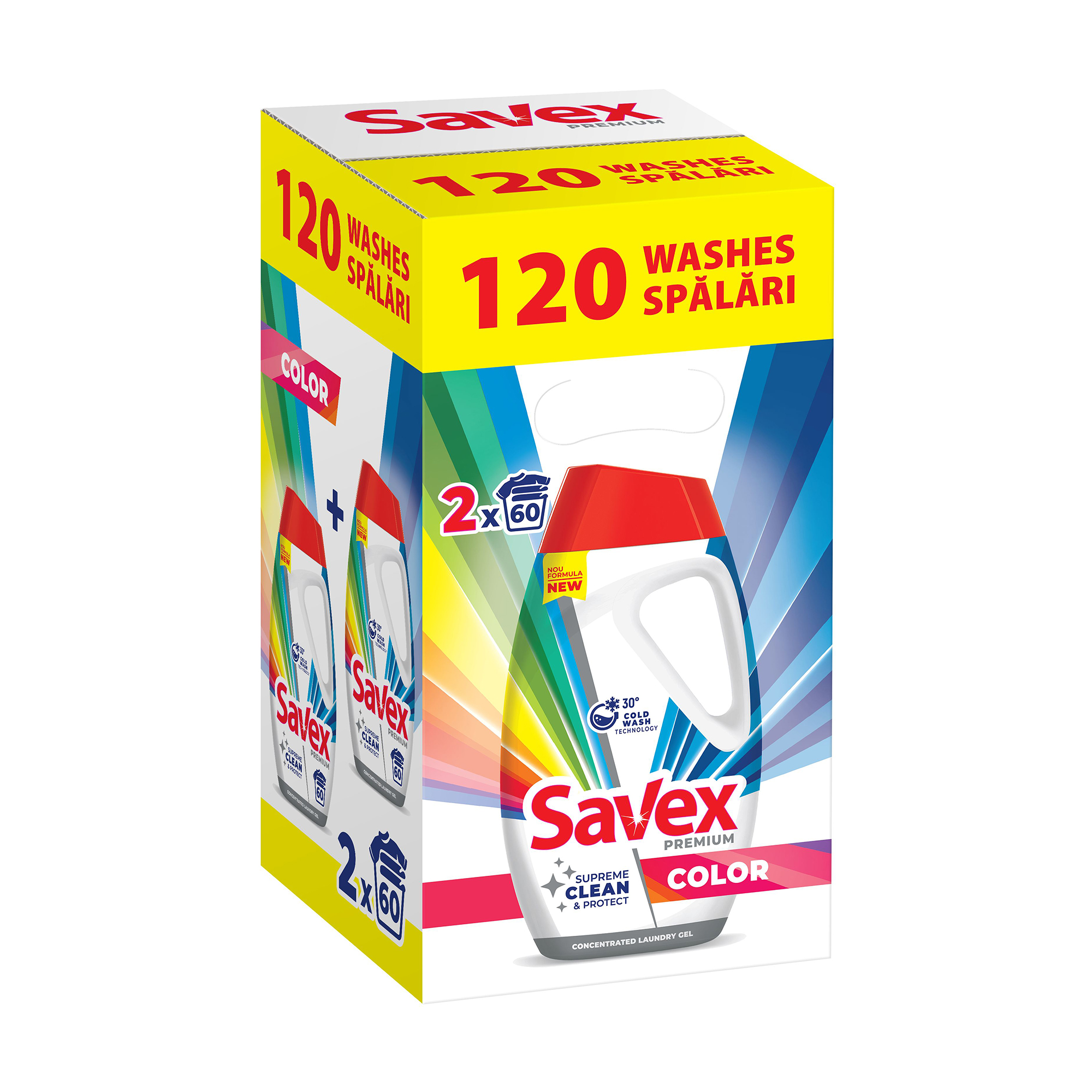 Уцінка! Гель для прання Savex Premium Color, 60+60 циклів прання, 5.4 л